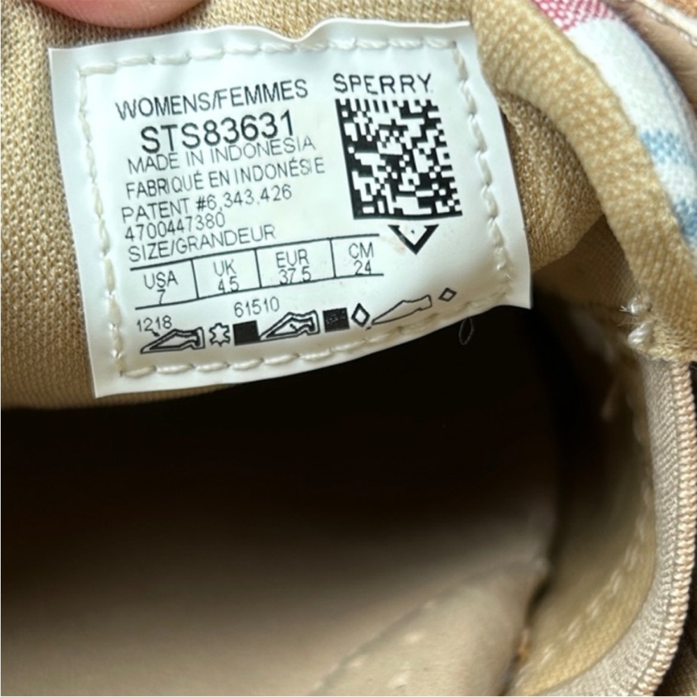 Sperry Multicolor Plaid Canvas Boat Shoes with Tan Leather Accents Women Size 7 - Picture 2 of 9
